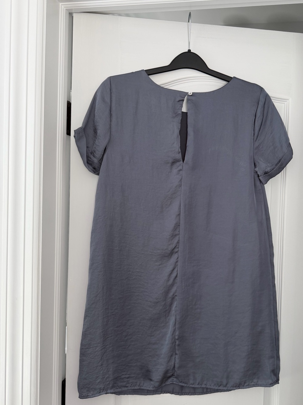 Mi.a.mi Gray Shift Dress Medium Made USA Cuffed Sleeve Pocket Minimalist - Picture 3 of 5